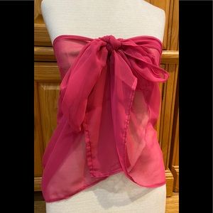 Pink Sheer Chiffon Pareo Sarong Beach Cover Up - One Size